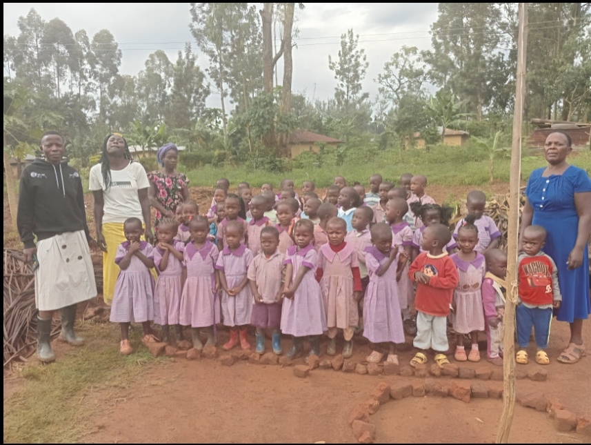 Children and community members at the Learning and Healing school project in Kenya